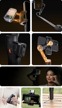 3-осевой подвес и кронштейн для телефона Hohem iSteady V3 Black со светодиодной лампой