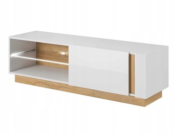 Komoda RTV 140cm Biały Połysk z Oświetleniem