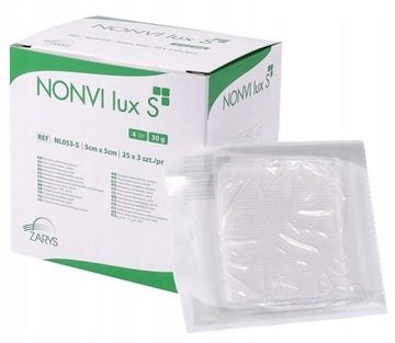 Kompresy włókninowe jałowe Nonvi Lux 5 cm x 5 cm 75 szt. (25x3)