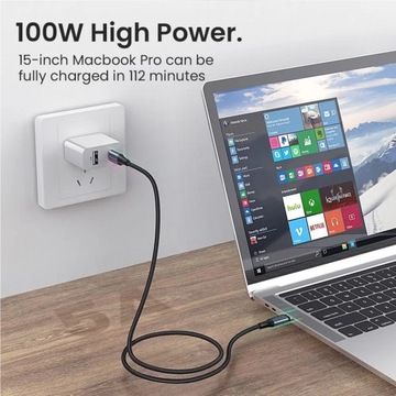 100 Вт PD USB-кабель C–C для быстрой зарядки 4.0, прямоугольный провод, 90 градусов (3 м)