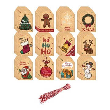 Etykiety świąteczne Etykiety do pakowania Etykietki na prezenty świąteczne na teraźniejszość Xmas Khaki