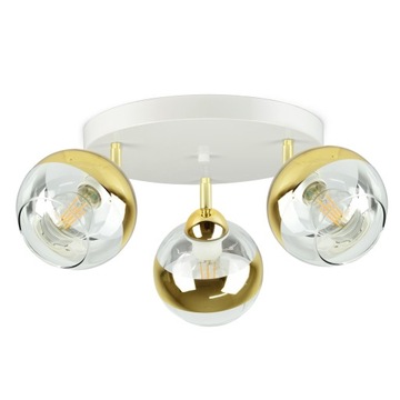 Lampa Sufitowa Żyrandol Biała Złota GLASS EG3 LED