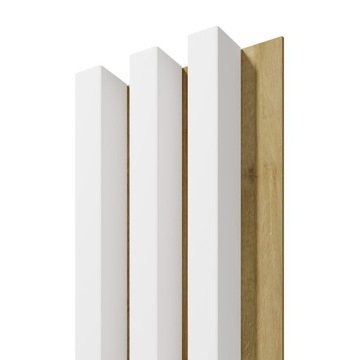 Lamele ścienne na płycie Zestaw 3 szt Dąb 3d 275 x 18 cm, panele akustyczne