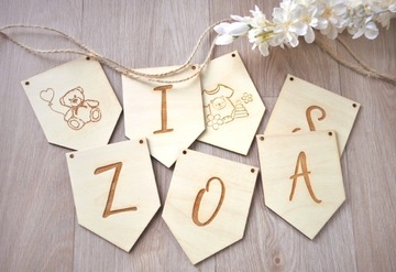 ДЕРЕВЯННАЯ ГИРЛЯНДИЯ БУКВЫ ВАША ИНСТРАЦИЯ, ИМЯ КРЕЩЕНИЯ