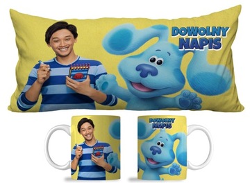 ZESTAW PODUSZKA KUBEK Śladem Blue IMIĘ 30X60 N8