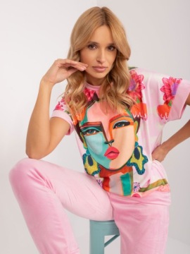 Комплект брюк VELVET, СВИТШОТ, короткий рукав, модный ПРИНТ, черный 8899/2, один размер