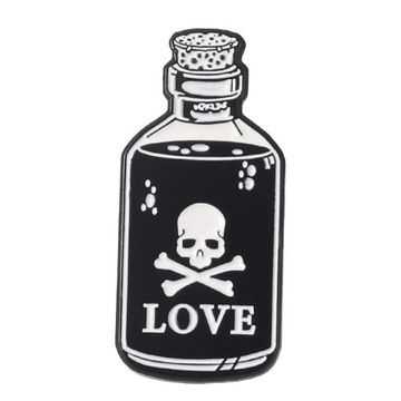 pin12 Przypinka ozdobna pin metalowa broszka - butelka czaszka love