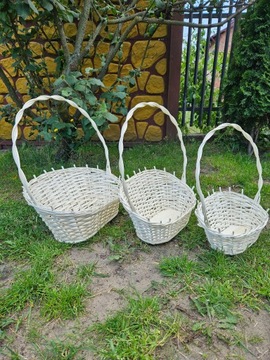 Плетеная ПОДАРОЧНАЯ КОРЗИНА на свадьбу (размер М) грязно-белая