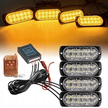 4x LAMPY OSTRZEGAWCZE STROBOSKOP POMOC LAWETA 12 LED 12V