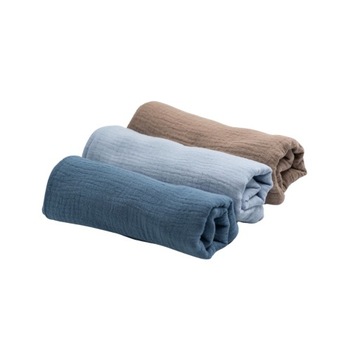 Pielucha muślinowa 3 PACK - niebieski,błękitny i beżowy