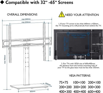 BONTEC настольная подставка с держателем для телевизоров на 32-65 дюймов. Держатель для телевизора.