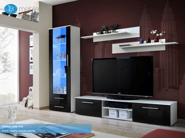 MEBLOŚCIANKA GLAMOUR A - FRONTY W.POŁYSK +LED WSH