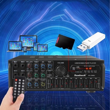 Wzmacniacz Audio Bluetooth 5.0 4 Mikrofony Zintegrowany