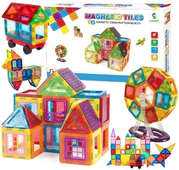 РАЗНОЦВЕТНАЯ КОНСТРУКЦИЯ Магнитные кирпичи 3D XXL МАГНИТНЫЕ ПЛИТКИ 70 шт.