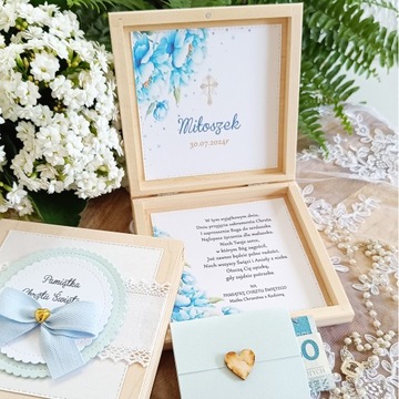PAMIĄTKA CHRZTU ŚWIĘTEGO PUDEŁKO NA CHRZEST PREZENT PERSONALIACJA