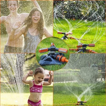 ПОВОРОТНЫЙ АВТОМАТИЧЕСКИЙ САДОВЫЙ ДОЖДЕВАТЕЛЬ 360°, ТРЕХРУЧНОЙ, 2 ФОРСУНКИ