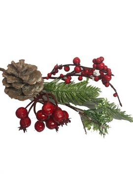 GAŁĄZKA #47 ŚWIĄTECZNA CZERWONA Z SZYSZKĄ ŚWIERK STROIK SZYSZKA