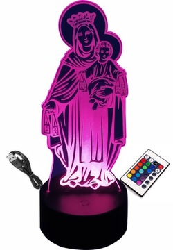 LAMPKA NOCNA 3D LED ŚWIĘTA MARYJA SERCE WIARA