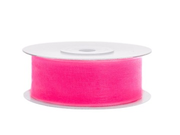 WSTĄŻKA SZYFONOWA ORGANZA 2,5cm/25m RÓŻOWA NEONOWA