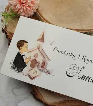 Сувенир ко Святому Причастию - ПОДАРОК ​​Белая коробочка. Набор четок и ангела