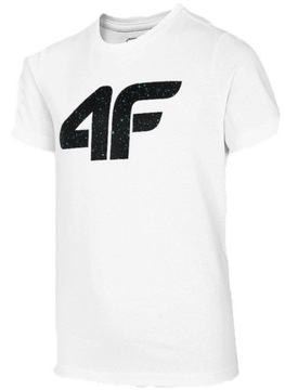 4F T-SHIRT CHŁOPIĘCY KOSZULKA _ JTSM010B _ biała _ r. 146