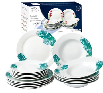 Serwis talerzy zestaw komplet OBIADOWY 18 elementów 6 osób kpl porcelana