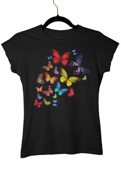 Koszulka T-shirt Damski MOTYLE WZORY - XL