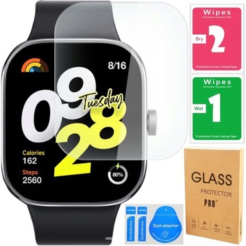 SZKŁO OCHRONNE HARTOWANE 9H PRO+ DO XIAOMI REDMI WATCH 4 + ZESTAW MONTAŻOWY