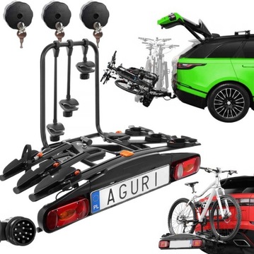 PLATFORMA BAGAŻNIK ROWEROWY NA HAK AGURI ACTIVE BLACK 3 ROWERY UCHYLANY