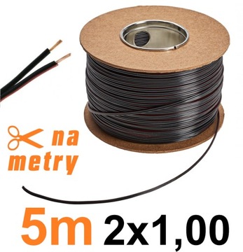 KABEL PRZEWÓD DO LED DWUŻYŁOWY CZARNY 2x1,00 MIEDŹ