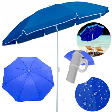 DUŻY PARASOL PLAŻOWY OGRODOWY 180CM ŁAMANY UV NA PLAŻĘ BALKON WZMACNIANY XL