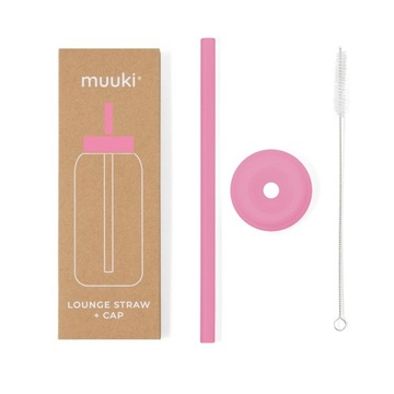 MUUKI słomka do butelek Lounge Straw+CAP FLAMINGO PINK 720 ml