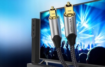 Vention Wytrzymały Kabel Przewód Audio Optyczny SPDIF Toslink Dolby OPT 2m