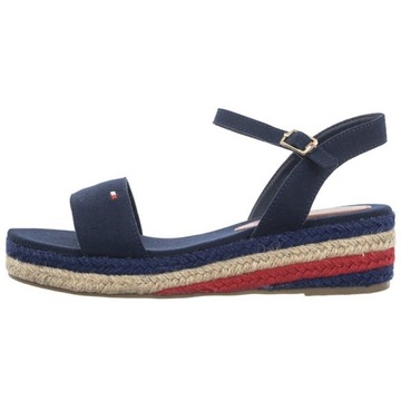 Buty Sandały Tommy Hilfiger Rope Wedge Granatowe