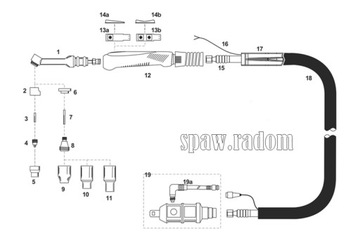 Заглушка для горелок TIG DINSE SK25, комплект. со шлангом