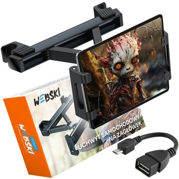 SAMOCHODOWY UCHWYT NA TABLET NA ZAGŁÓWEK DO AUTA REGULOWANY UNIWERSALNY