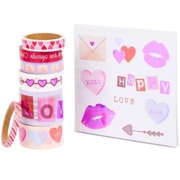 WASHI TAPE TAŚMA DEKORACYJNA PAPIEROWA 7 SZTUK NAKLEJKI KSIĄŻECZKA