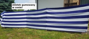 PARAWAN PLAŻOWY pasy + młotek 12m 1200X105CM navy