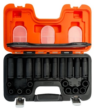 Zestaw 20 szt. nasadek udarowych długich i krótkich 1/2'' 10-19 mm Bahco