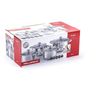 НАБОР ПОСУДОВ ИЗ НЕРЖАВЕЮЩЕЙ СТАЛИ FLORINA ANTER, ИНДУКЦИЯ 8 EL