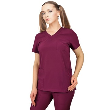 Bluza medyczna elastyczna śliwka Regular Fit M