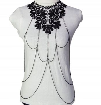 BIŻUTERIA RETRO OZDOBA CIAŁO ŁAŃCUSZEK KORONKA v2