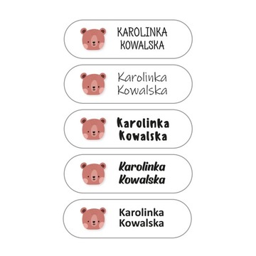 Naklejki imiennie imię nazwisko 80 sztuk MIŚ