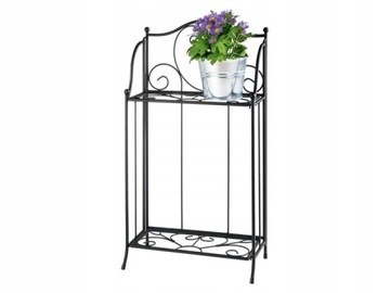 ПОЛКА ДЛЯ ЦВЕТОВ, черная металлическая складная подставка для цветов, балкон, терраса, садовый домик