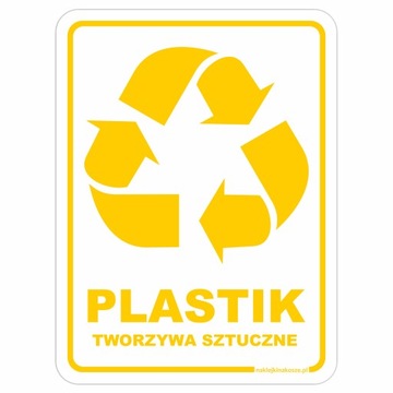 Naklejka PLASTIK TWORZYWA SZTUCZNE na kosz DUŻA
