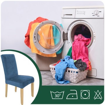 НАБОР ИЗ 6 ШТ. Чехлы НА СТУЛ, БИРЮЗОВЫЙ ВЕЛЮР, ЭЛАСТИК