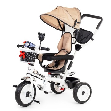 ДЕТСКАЯ ТРЕХКОЛЕСНАЯ ПРОГУЛКА-ПУШЕР 3-В-1 С КОЗЫРЕМ
