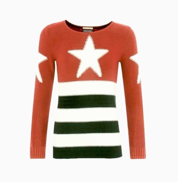 Tommy Hilfiger Denim Bawełniany sweter w gwiazdy paski klasyczny damski XS