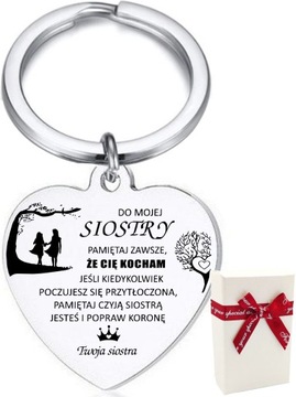 Breloczek Brelok SERCE z grawerem DLA SIOSTRY stal