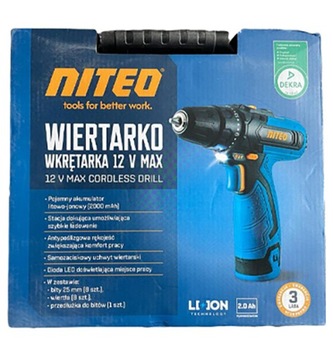 АККУМУЛЯТОРНАЯ ДРЕЛИ-ОТВЕРТКА 12 В NITEO Tools